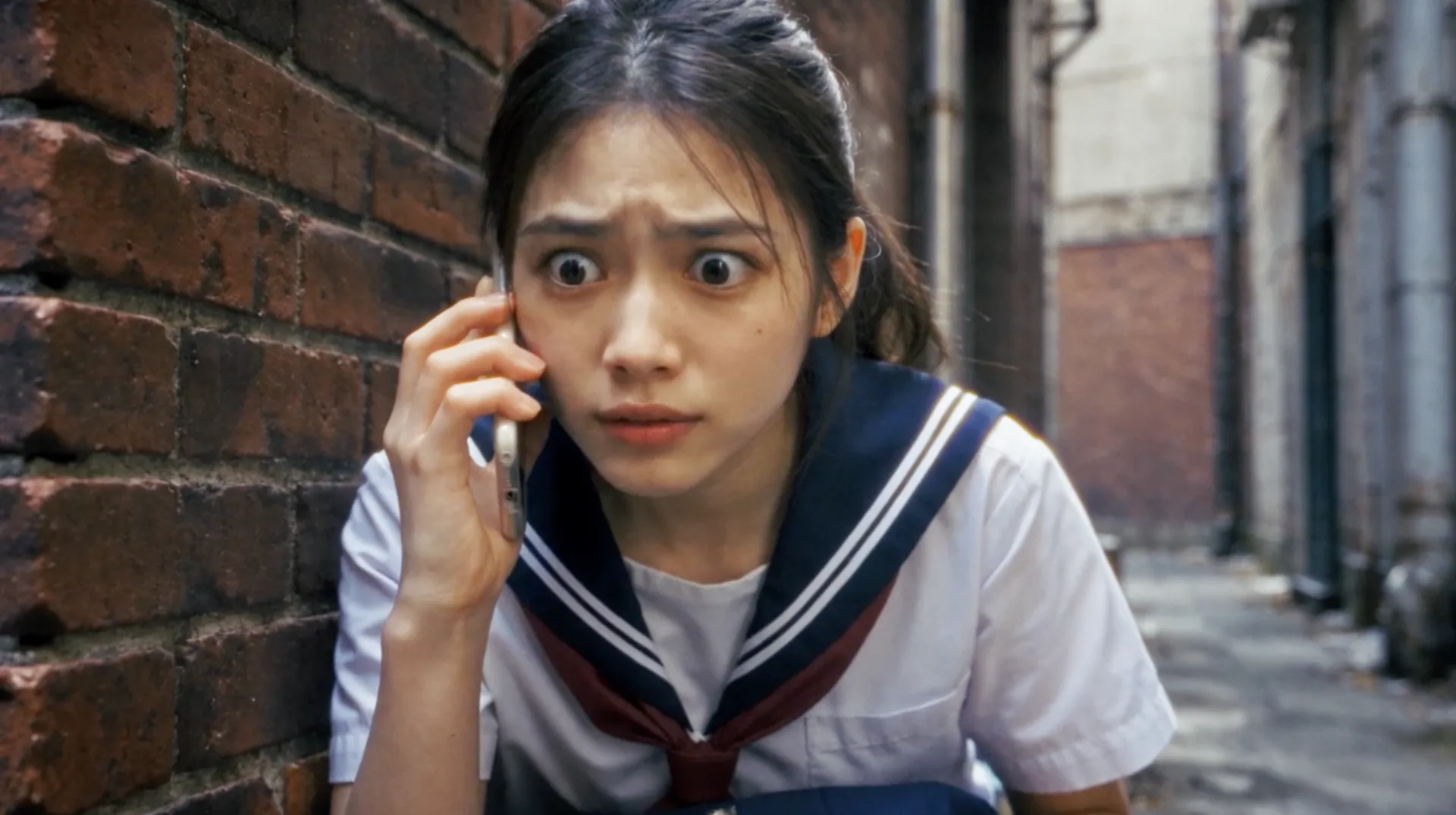 走れナギ 路地で電話をかける学生